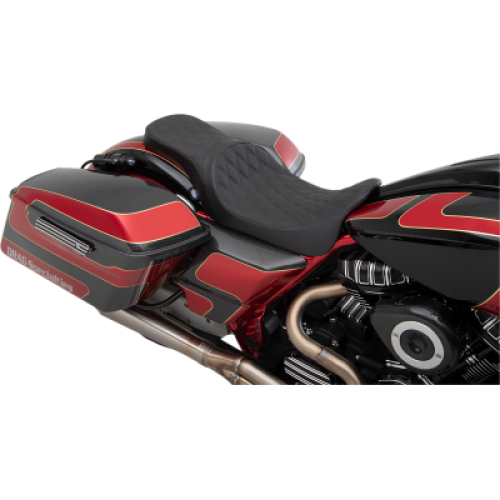 PartzBiz HD: 3450515-Drag Predator Leather Low Profile Smooth Two Up Seat 89-96 Harley Touring Bagger