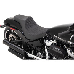 PartzBiz HD 0802-1267 - Drag Specialties Predator III Double Diamond Black Seat 2 Up 18+ Harley Breakout