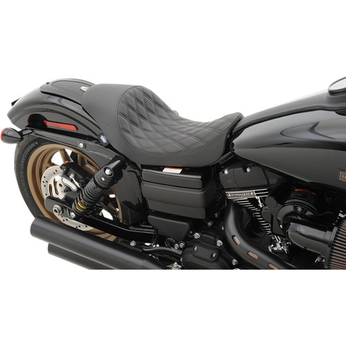 PartzBiz HD: 3447973-Drag Specialties 3/4 Solo Seat 2006-2017 Harley Dyna Low Profile Diamond Stitch