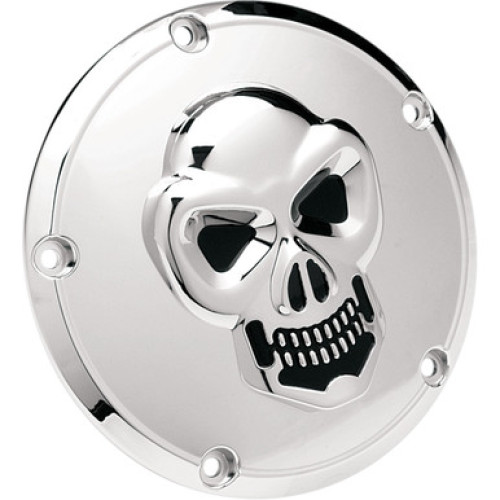 PartzBiz HD: 3462655-Drag Specialties Chrome Skull Derby Cover Accent Black 99-18 Big Twin Harley