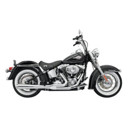 PartzBiz HD 12111J - Bassani Chrome Long Road Rage 2 Into 1 Exhaust Pipe System Harley Softail 86-17