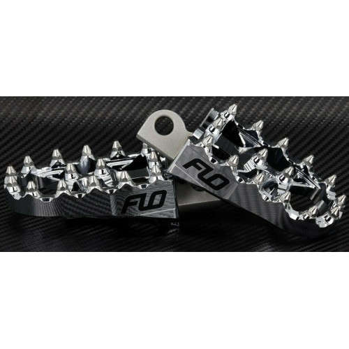 PartzBiz HD: 3461115-Flo Moto Chrome Aluminum Motorcycle MX Platform Foot Pegs Pair Set Harley Custom