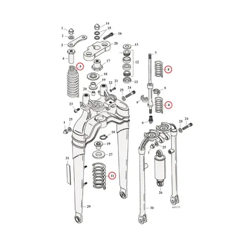 PartzBiz HD: 3483127-Chrome Fork Spring Replacement Set Harley Softail Springer FXSTS FLSTS 46053-88