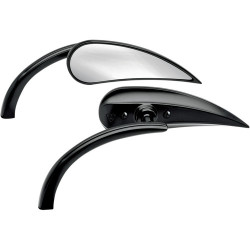 PartzBiz HD 13-401 - Arlen Ness Rad II Micro Rear View Teardrop Convex Mirror Black Right Handlebar