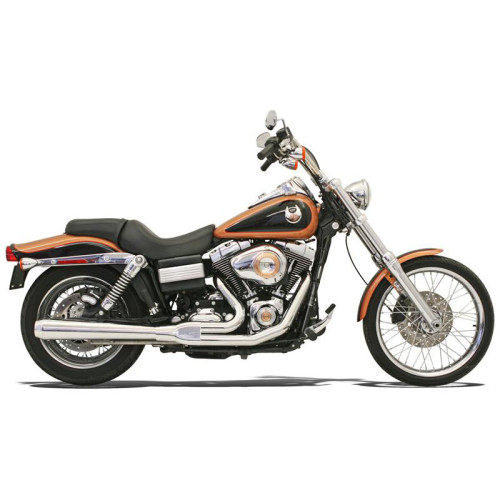 PartzBiz HD: 3475205-Bassani Chrome Long 2 into 1 2-1 Road Rage Exhaust Pipe 2006-2017 Harley Dyna