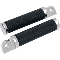 PartzBiz HD 1620-0377 - Drag Specialties Chrome Hotop Knurled Black Nylon Male Foot Pegs Set Pair Harley