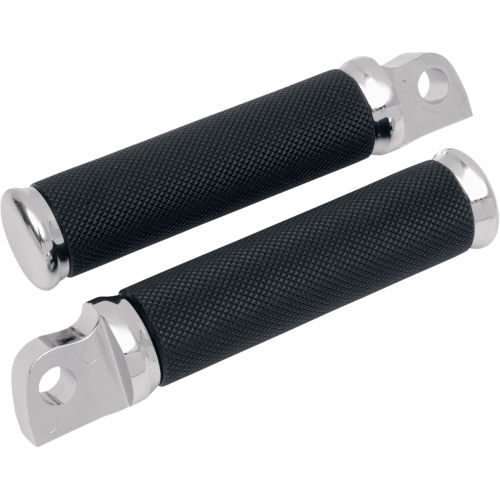 PartzBiz HD: 3448113-Drag Specialties Chrome Hotop Knurled Black Nylon Male Foot Pegs Set คู่ Harley
