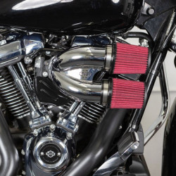 PartzBiz HD 170-0566A - S&S Tuned Induction Air Cleaner 2:1 Chrome Harley Softail Touring Dyna 17+ M8