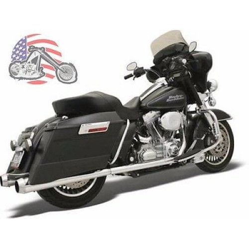 PartzBiz HD: 3474779-Bassani Chrome Bagger Stepped True Duals Power Curve Mega Exhaust Harley Touring