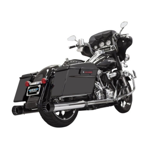 PartzBiz HD: 3442976-Bassani 4‚” DNT ท่อท่อไอเสีย Chrome Black Bagger แบบตรง Harley Touring