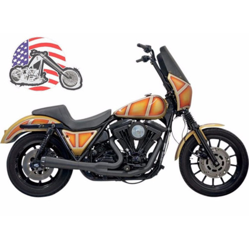 PartzBiz HD: 3443704-Black Bassani 2 into 1 Road Rage Exhaust System Pipe w Short Upswept Muffler FXR