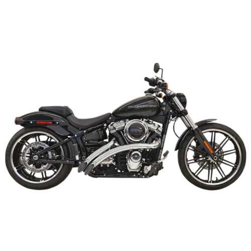 PartzBiz HD: 3443895-Bassani Chrome 2” Radius Street Sweeper Exhaust Pipes Headers 18+ Harley Softail