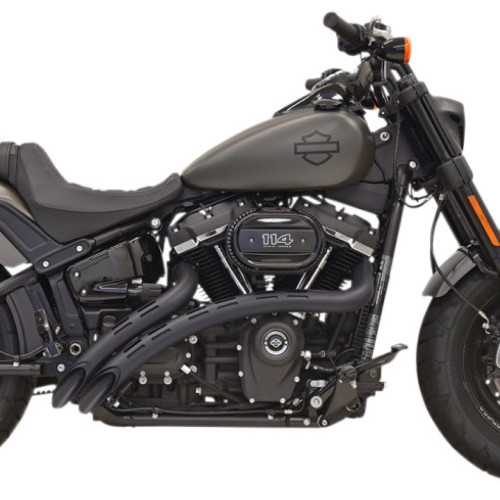 PartzBiz HD: 3442984-Bassani Black Slotted Radial Street Sweeper Exhaust Pipes Headers Harley Softail