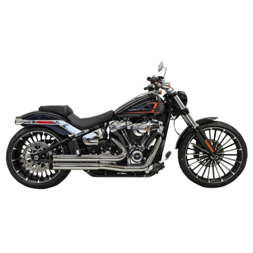 PartzBiz HD: 3443903-Bassani Chrome Pro Street Turnout Stepped Exhaust Pipes Headers Harley Softail