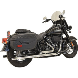 PartzBiz HD 1S96P - Bassani Chrome Dual Exhaust Mufflers System Straight Pipes Harley 18+ FLHC FLDE