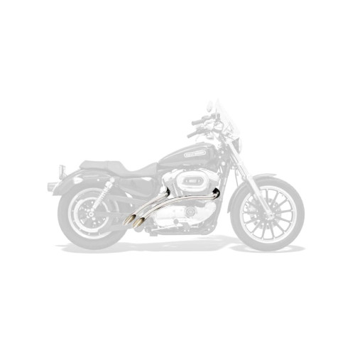 PartzBiz HD: 3452028-New Bassani Chrome & Black Radial Sweepers Exhaust Pipes Hole Heatshields Harley