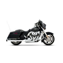 PartzBiz HD 200-0104 - Rinehart Chrome 2-into-1 Pipe Black Tip Header 1998-2008 Harley Touring Exhaust