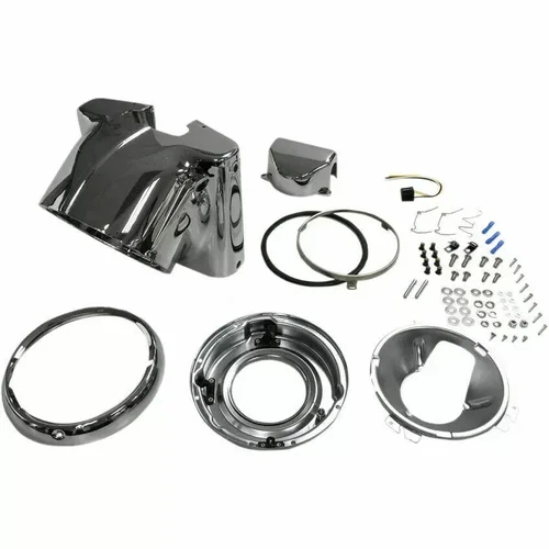 PartzBiz HD: 3448010-Drag Specialties 7‚” ฝาครอบไฟหน้าโครเมียม ชุด Nacelle Harley Softail FL 86-2017