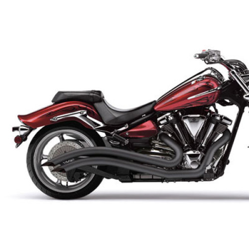 PartzBiz HD: 3446542-Cobra Black Speedster Swept Exhaust Pipes 2008-2016 Yamaha Raider XV1900C