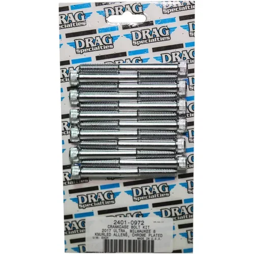 PartzBiz HD: 3487696-Drag M-Eight M8 Crankcase Socket Bolt Kit Chrome Smooth Harley Touring 2017+
