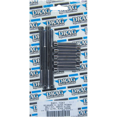 PartzBiz HD: 3487899-Drag M-Eight M8 ชุดสลักเกลียวซ็อกเก็ตหลักด้านนอก Black Smooth Harley Touring 17+