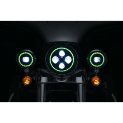 PartzBiz HD 2467 - Kuryakyn Orbit Prism 4.5” 4-1/2” LED Multi Color Halo Ring Passing Lights Harley