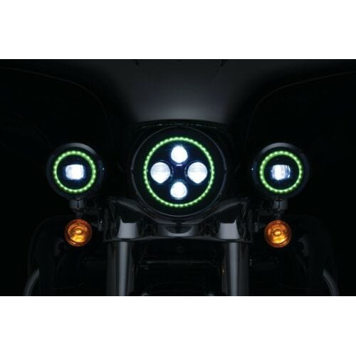 PartzBiz HD: 3457728-Kuryakyn Orbit Prism 4.5‚” 4-1/2‚” LED หลากสีวงแหวน Halo Ring Passing Lights Harley