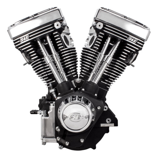 PartzBiz HD: 3455680-New Black & Chrome S&S 111” V111 Evolution Evo Long Block Motor Engine Harley