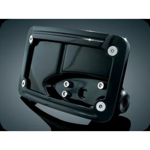 PartzBiz HD: 3460721-Kuryakyn Black Curved Horizontal License Plate Side Mount Harley Custom Chopper