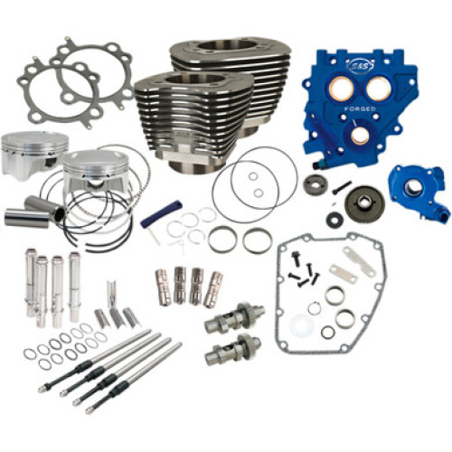PartzBiz HD: 3465434-S&S 110” Power Package Black Gear Drive 585GE Cam Engine Harley Twin Cam 07-17