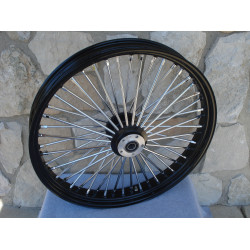 PartzBiz HD 37-566 - 30” x 4” 48 Fat King Spoke Front Wheel Black Rim Dual Disc Harley Touring Custom