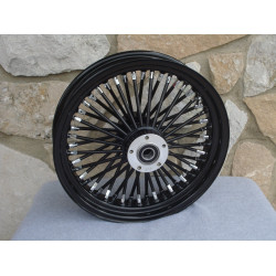 PartzBiz HD 37-720 - Black Out 16” X 3.5” 48 Fat King Spoke Front Wheel Rim Harley Touring Bagger