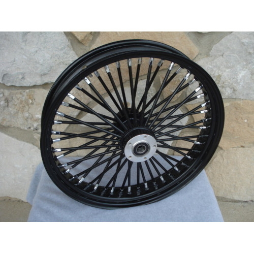 PartzBiz HD: 3441764-21 x 3.5 48 Fat King Spoke Front Wheel Black Rim Dual Disc Harley Touring 00-07