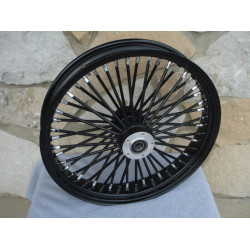 PartzBiz HD 37-725 - Ultima 48 King Spoke Fat 23 3.5 Front Wheel Rim Harley Touring Dual Disk Black .