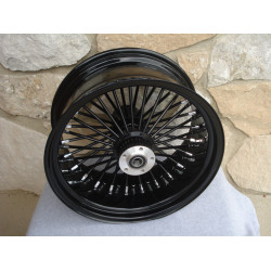 PartzBiz HD 37-730 - 48 King Fat Spoke 18 X 8.5 Rear Wheel Black-Out Rim Harley Softail Chopper