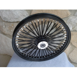 PartzBiz HD 37-733 - 48 King Fat Spoke 21 X 2.15 Front Wheel Black-Out Rim Harley Dual Disc Touring