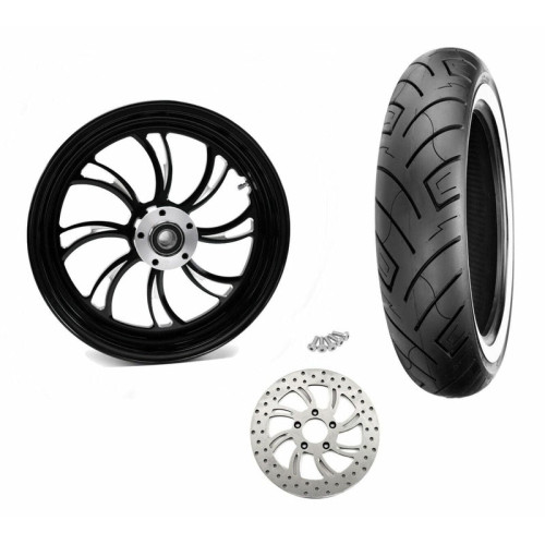 PartzBiz HD: 3479972-Ultima Vortex Black Billet 18 3.5 Rear Wheel Rim WWW Tire Package Harley 84-07
