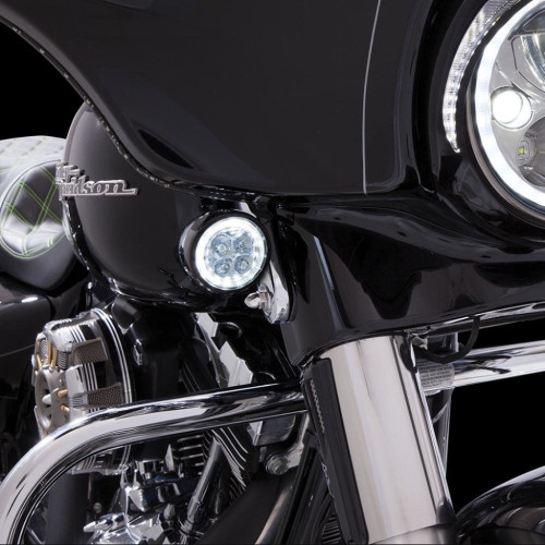 PartzBiz HD: 3482861-Ciro LED Lighted Fang Front Signal Lights Chrome Pair Set Harley Touring 16-22