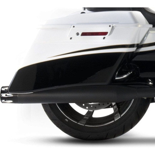PartzBiz HD: 3456245-Rinehart Black Merge 4” Slip-On Mufflers Exhaust 2017-2019 Harley Touring Bagger