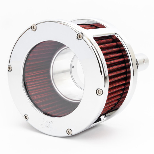 PartzBiz HD: 3485498-Feuling BA Race Series Air Cleaner Red Filter Chrome Clear Cover Kit Harley M8