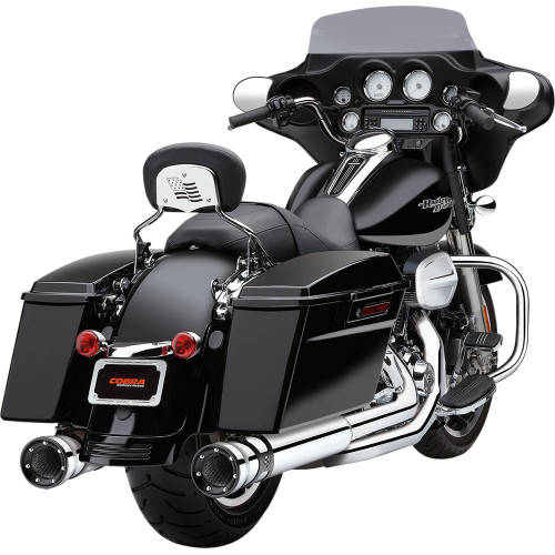 PartzBiz HD: 3446939-Cobra Race Pro Chrome 4-4.5” Exhaust Pipe Slip On Mufflers Harley Touring Bagger