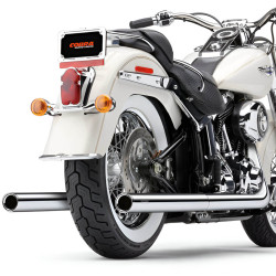 PartzBiz HD 6986 - Cobra Chrome True Dual Headers Mufflers Exhaust Pipes 12-17 Harley Softail 6986