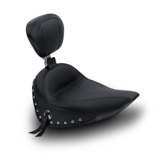 PartzBiz HD: 3451887-Mustang Vintage Solo Seat w/ Chrome Studded Studs 2000-2006 Harley Softail 75084