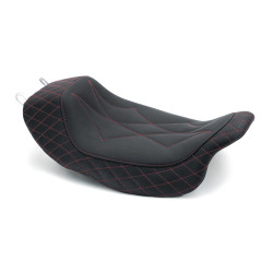 PartzBiz HD 75130 - Mustang Black Revere Journey Solo Seat Diamond Stitch Harley 08+ Touring Bagger
