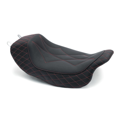 PartzBiz HD: 3467568-Mustang Black Revere Journey Solo Seat Red Diamond Stitch Harley 08-20 Touring