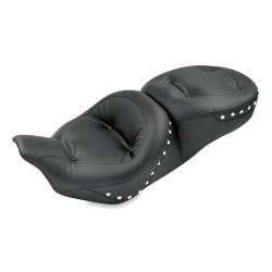 PartzBiz HD 76037 - Mustang Smooth One Piece Seat Regal Chrome Studs Studded 08-2020 Harley Touring