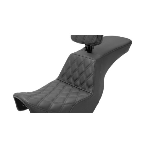 PartzBiz HD: 3489408-Saddlemen Tour Step-Up Seat ด้านหน้า Lattice Stitch สีดำ 29‚” Harley Dyna 06-17
