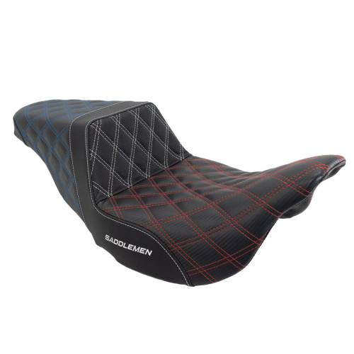 PartzBiz HD: 3475088-Saddlemen ACM USA Lattice Stitch Carbon Gripper Step Up Seat Harley Touring 08+