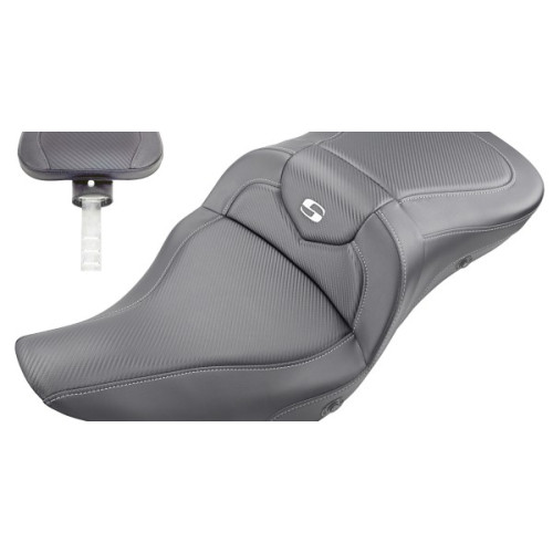 PartzBiz HD: 3467623-โซฟาแบบปรับอุณหภูมิได้ Saddlemen Gel 2 ที่นั่ง พนักพิงแบบถอดได้ Harley 08+ Touring