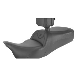 PartzBiz HD 808-07B-187TBR - Saddlemen Black Stitch RoadSofa One-Piece Seat w/ Backrest 09+ Harley Tri-Glide